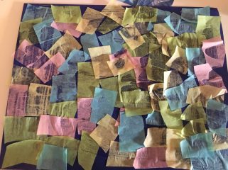 collage of tissue paper squares